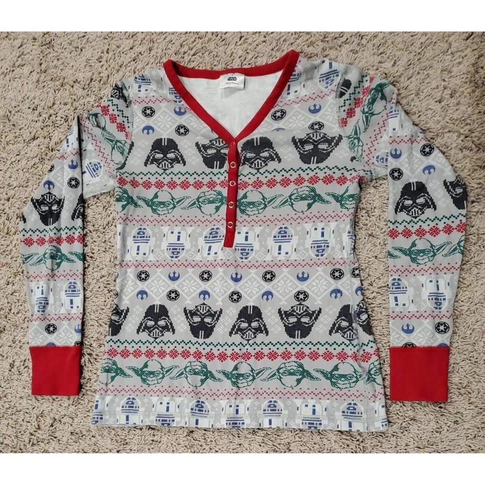 Hanna Andersson Star Wars Pajama Top Womens S Fair Isle Holiday Christmas‎